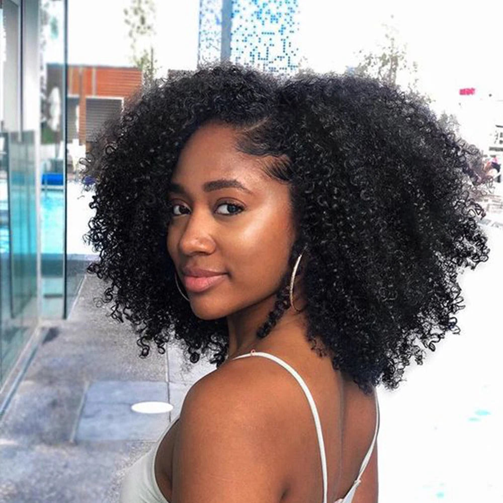 Raw Indian Afro Kinky Curly Human Hair Bundles 4B 4C Natural Virgin Curly 100%