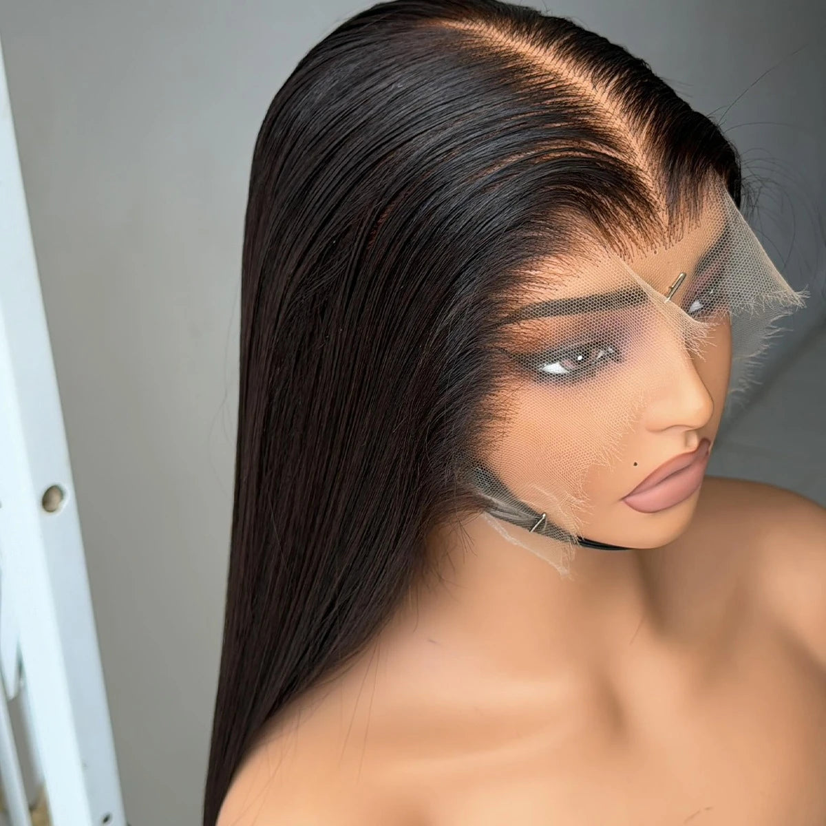 Bone Straight Lace Frontal Wig Glueless Invisi-Drawstring