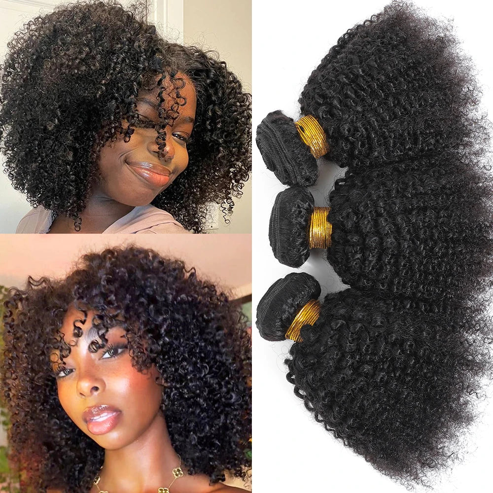 Raw Indian Afro Kinky Curly Human Hair Bundles 4B 4C Natural Virgin Curly 100%